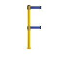 Montour Line Stanchion Dual Belt Barrier Fixed Base Yellow Post 7.5ftDk Blu Belt MSX630DF-YW-DBL-75